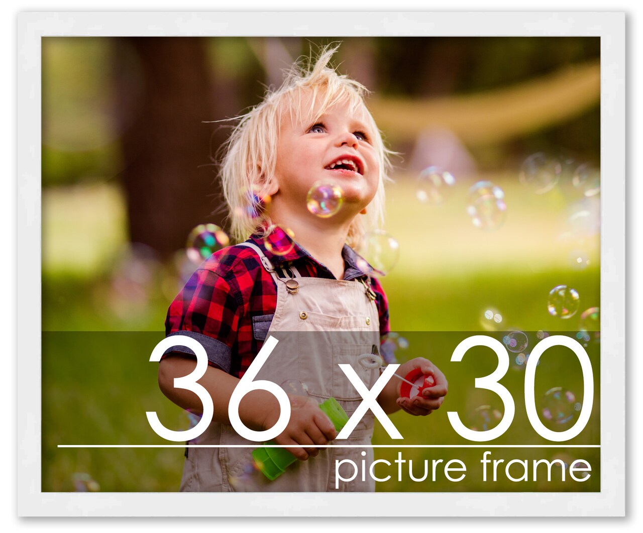 36x30 White Wood Picture Frame - UV Acrylic, Foam Board Backing, Hanging Hardware